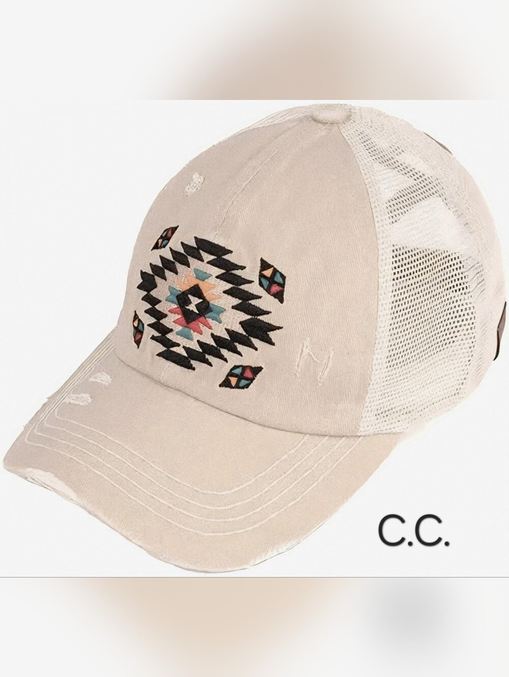 C.C. Southwestern Criss-Cross Pony Ball Cap